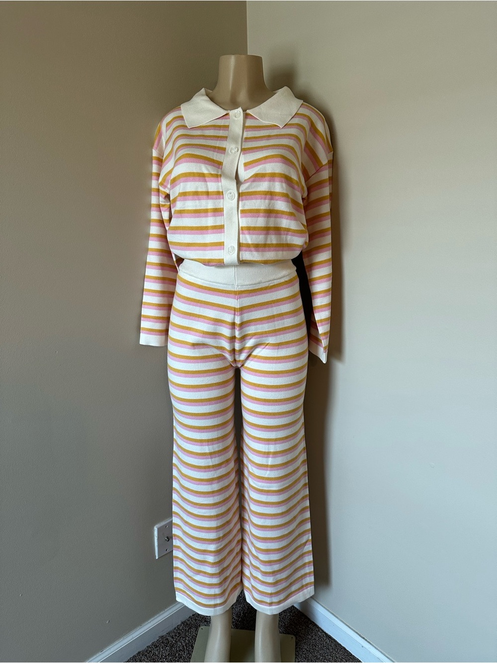 PINK Victoria's Secret Pink, Yellow & White Striped Women's Pajama Set